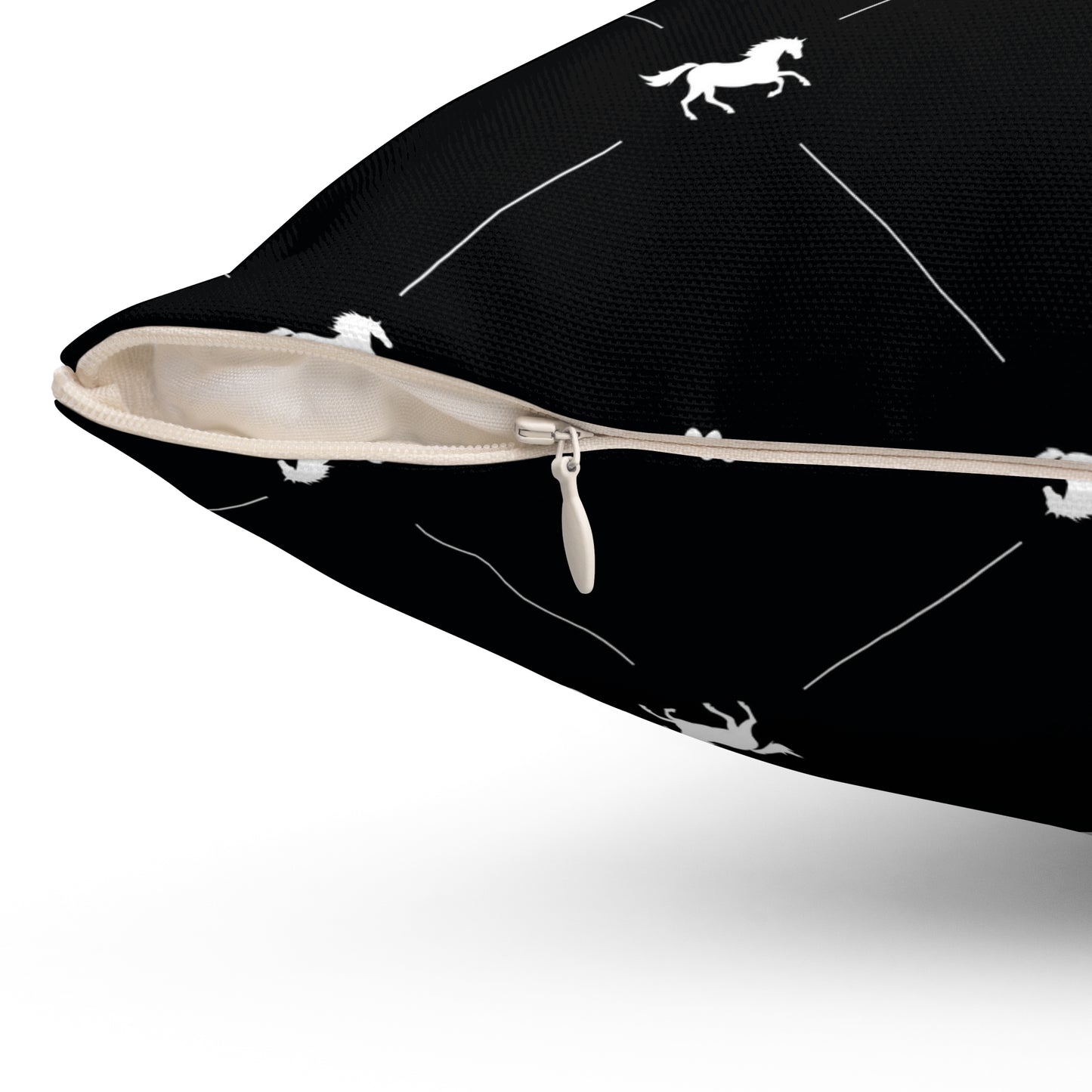 White Horse-Themed Square Pillow