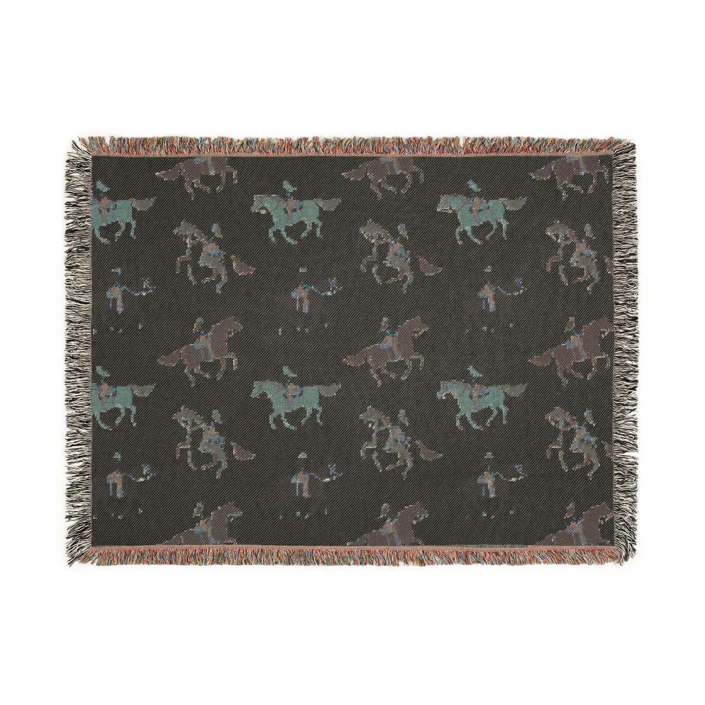 Equestrian Woven Blanket – Cozy Horse-Themed Throw