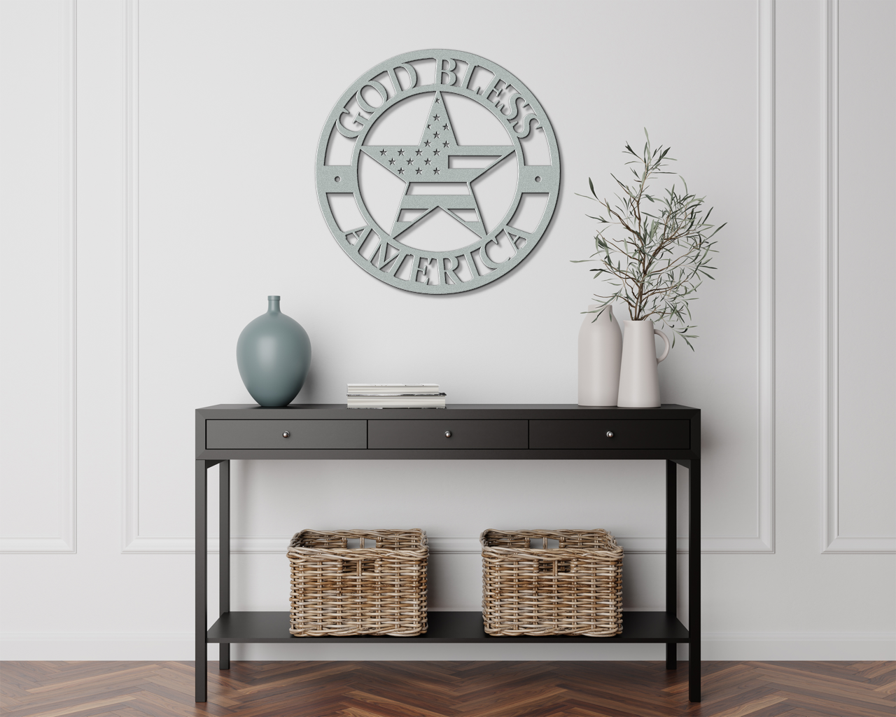 God Bless America Metal Sign – Patriotic Wall Art