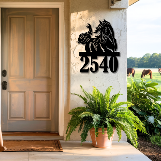 Personalized Horse Silhouette House Number Sign