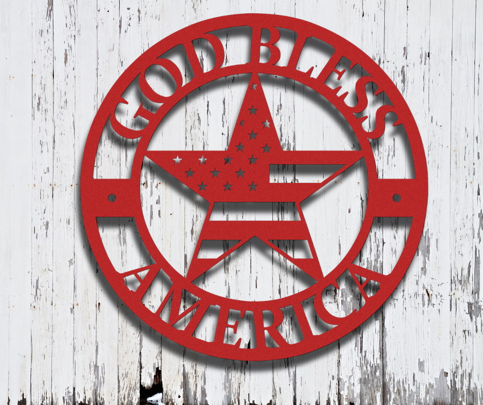 God Bless America Metal Sign – Patriotic Wall Art
