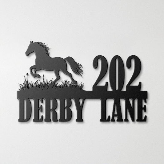 Personalized Galloping Horse Address Sign – Outdoor Metal Decor