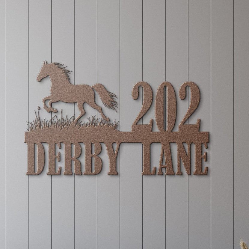 Personalized Galloping Horse Address Sign – Outdoor Metal Decor