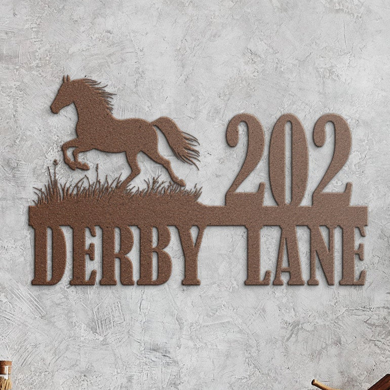 Personalized Galloping Horse Address Sign – Outdoor Metal Decor