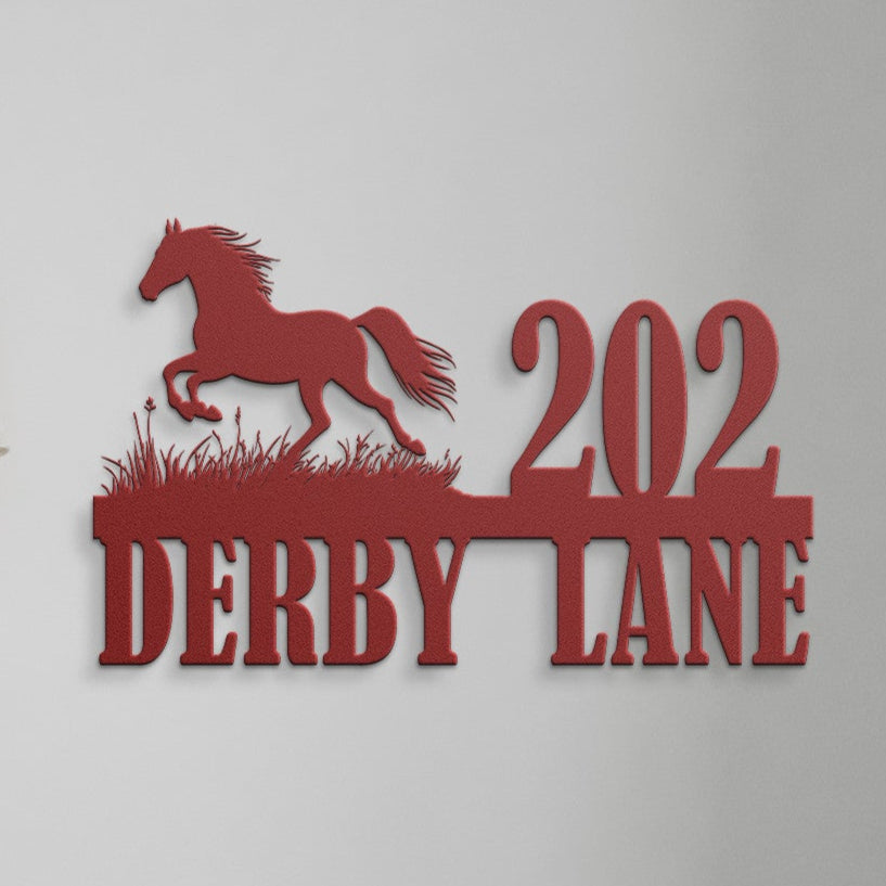Personalized Galloping Horse Address Sign – Outdoor Metal Decor