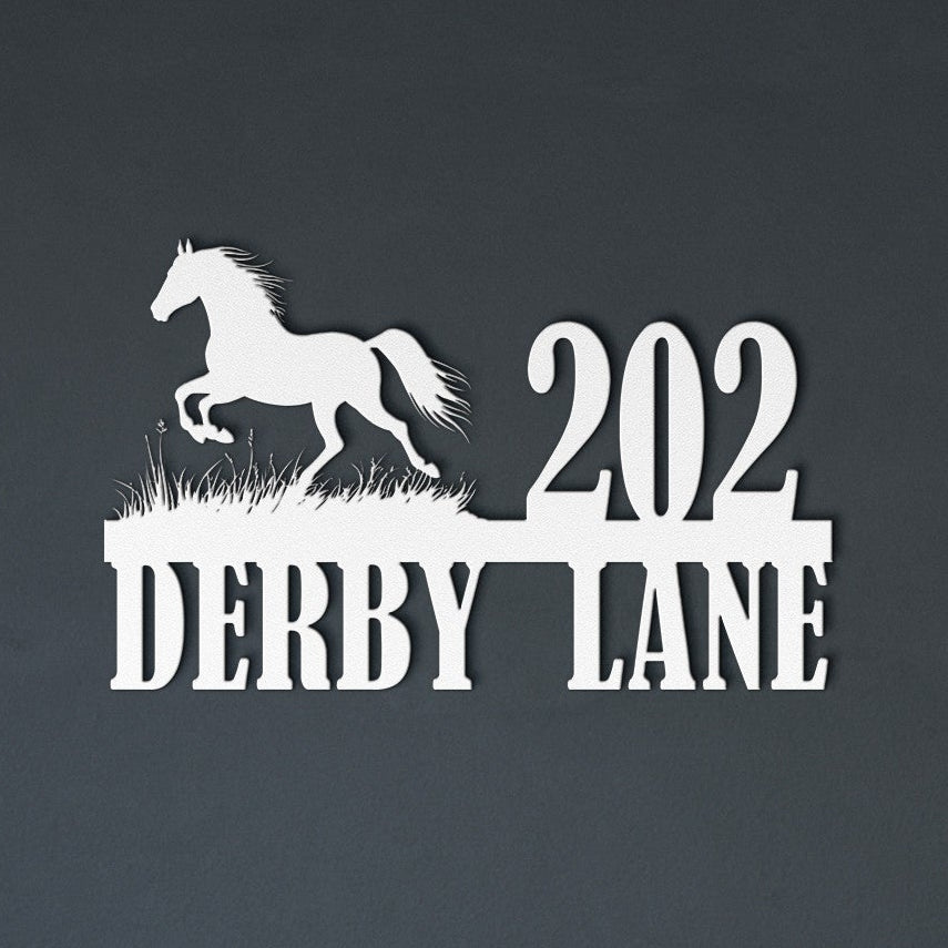 Personalized Galloping Horse Address Sign – Outdoor Metal Decor