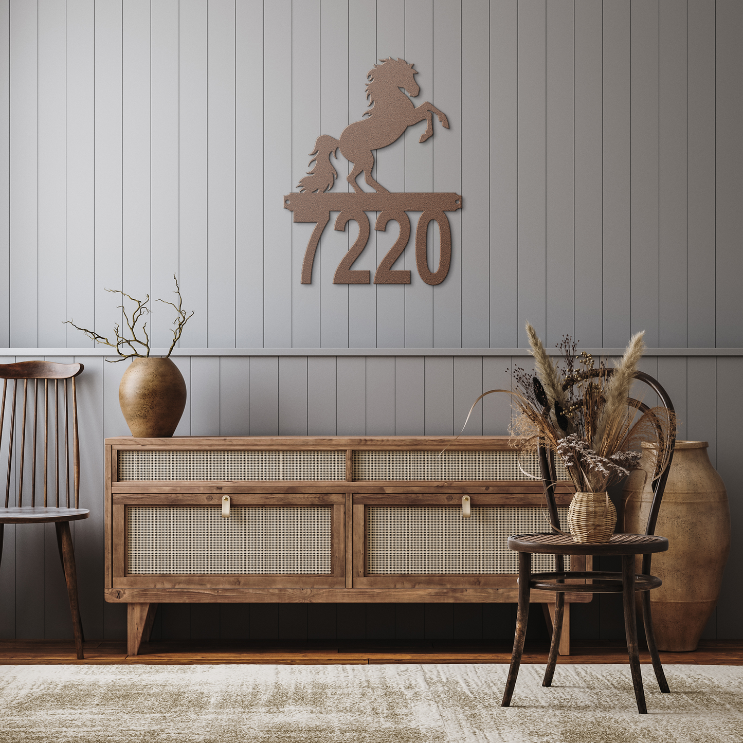 Horse_Levade_House_Number_Copper_Rustic_Hallway_Mockup.png