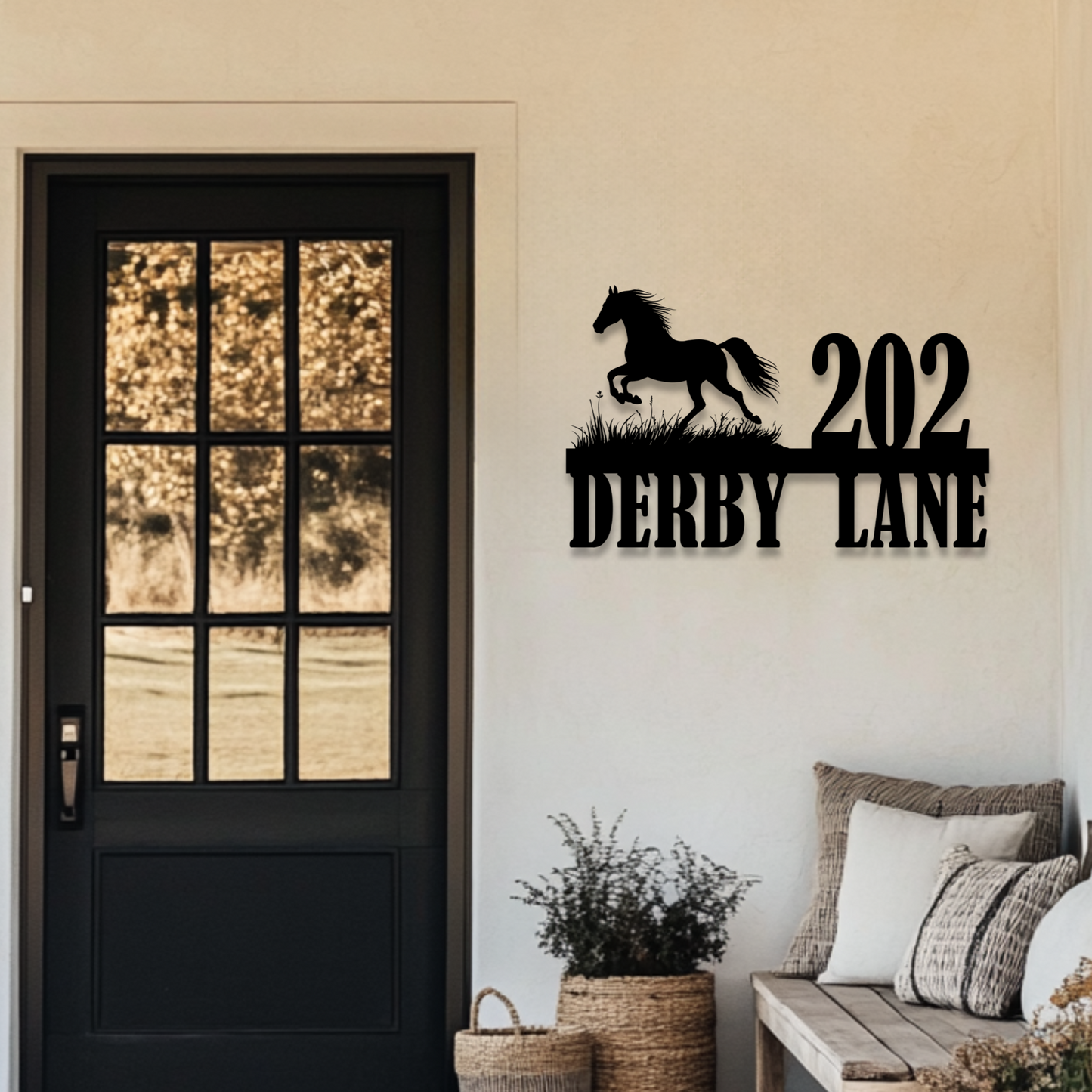 Personalized Galloping Horse Address Sign – Outdoor Metal Decor