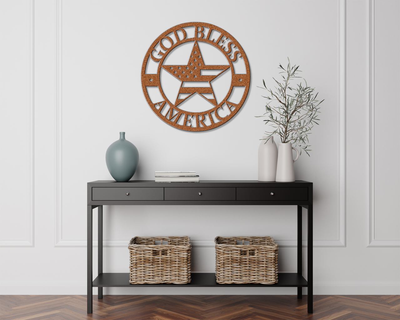 God Bless America Metal Sign – Patriotic Wall Art
