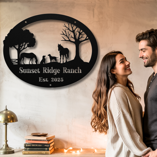 Horses and Dogs Farm Sign