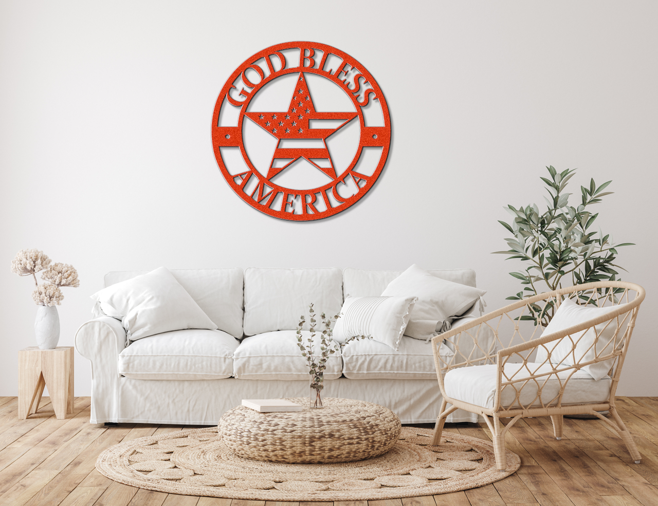 God Bless America Metal Sign – Patriotic Wall Art