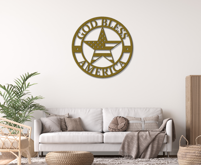 God Bless America Metal Sign – Patriotic Wall Art