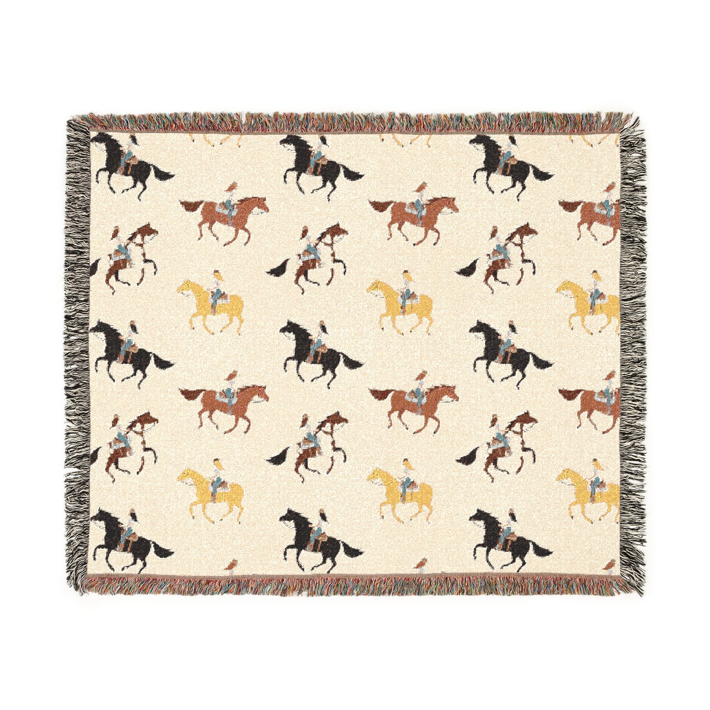 Equestrian Woven Blanket – Cozy Horse-Themed Throw