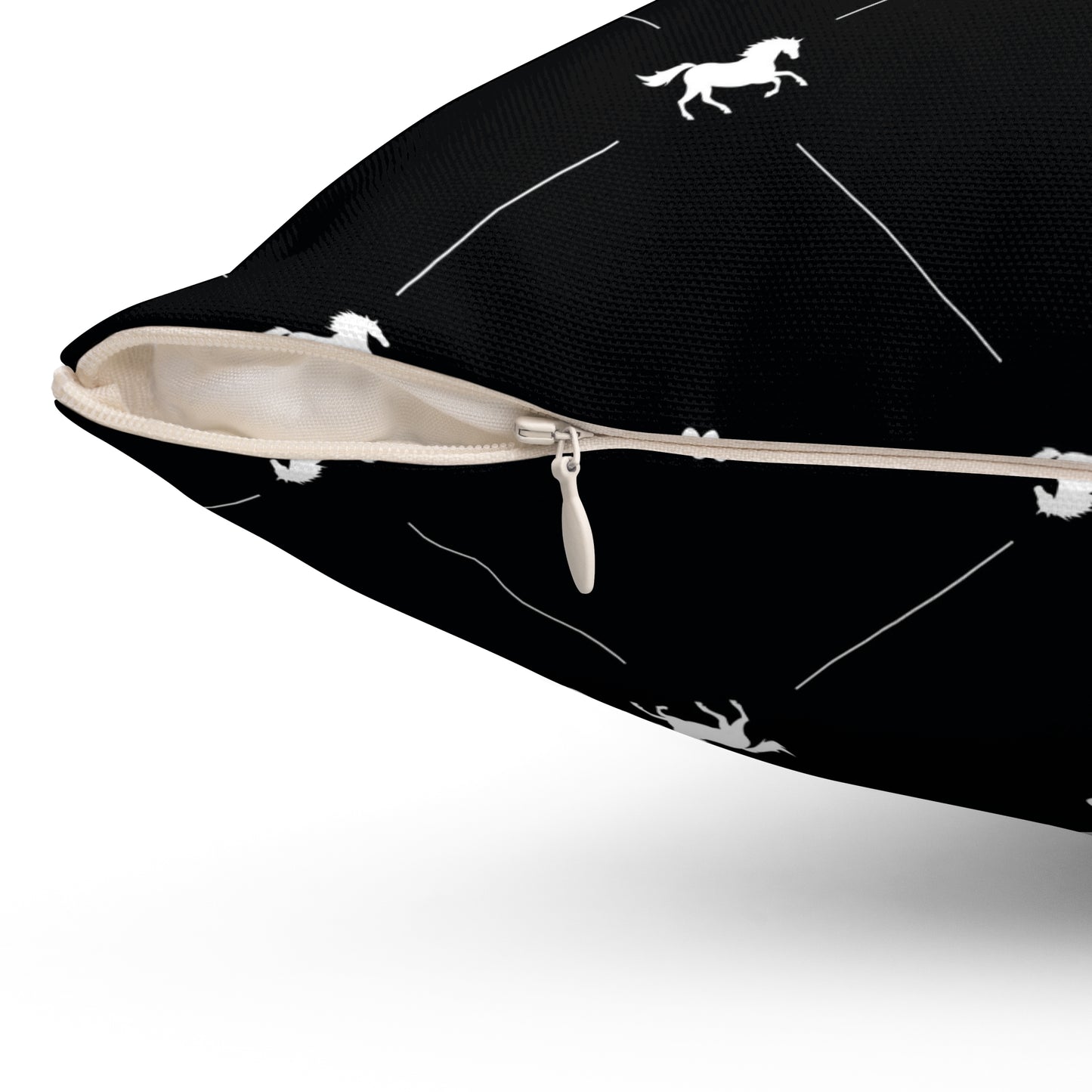 White Horse-Themed Square Pillow