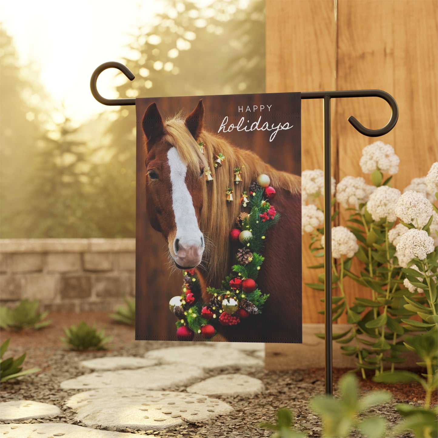 Happy Holidays Horse Garden Banner