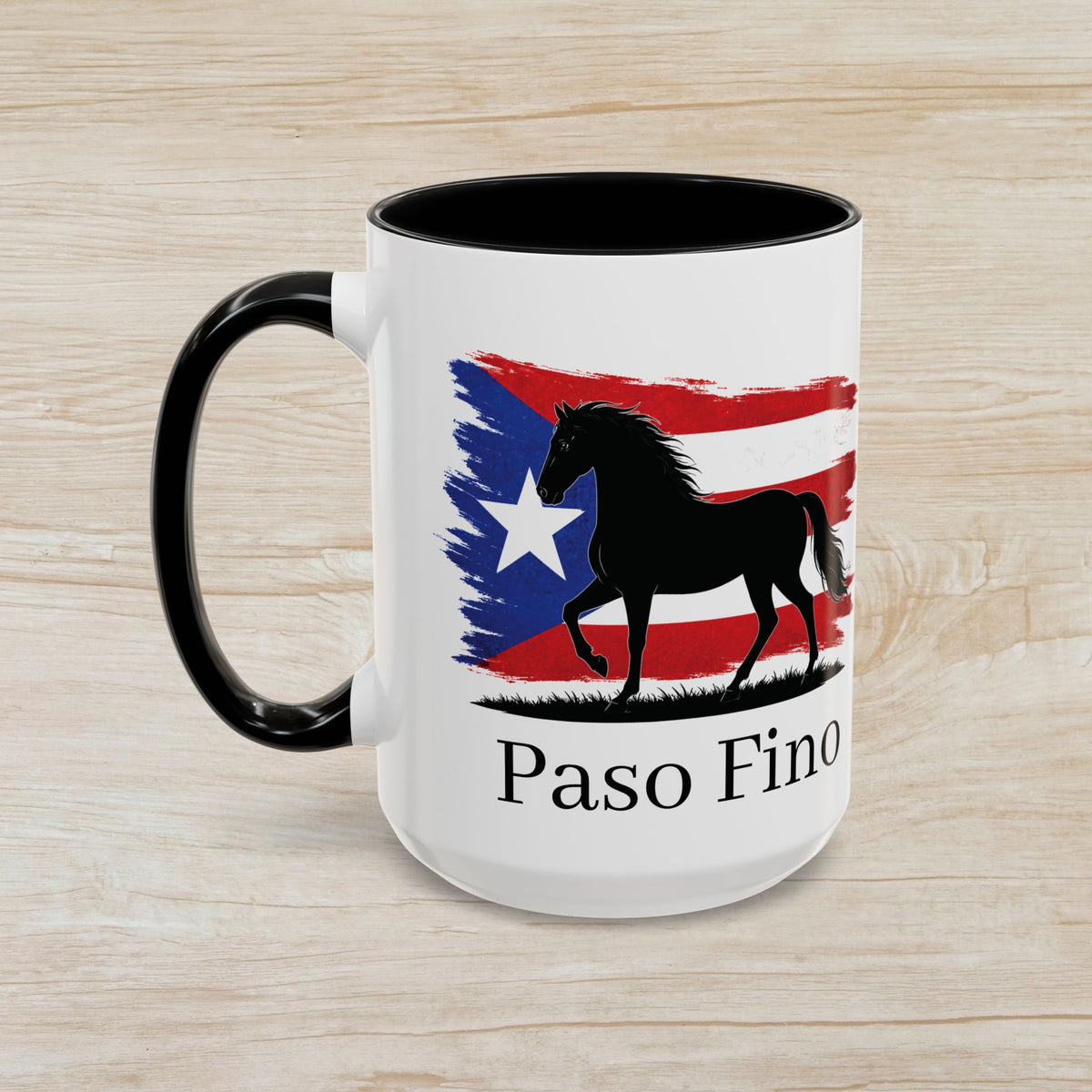 Paso Fino Horse Coffee Mug — Puerto Rican Flag Accent 11/15oz