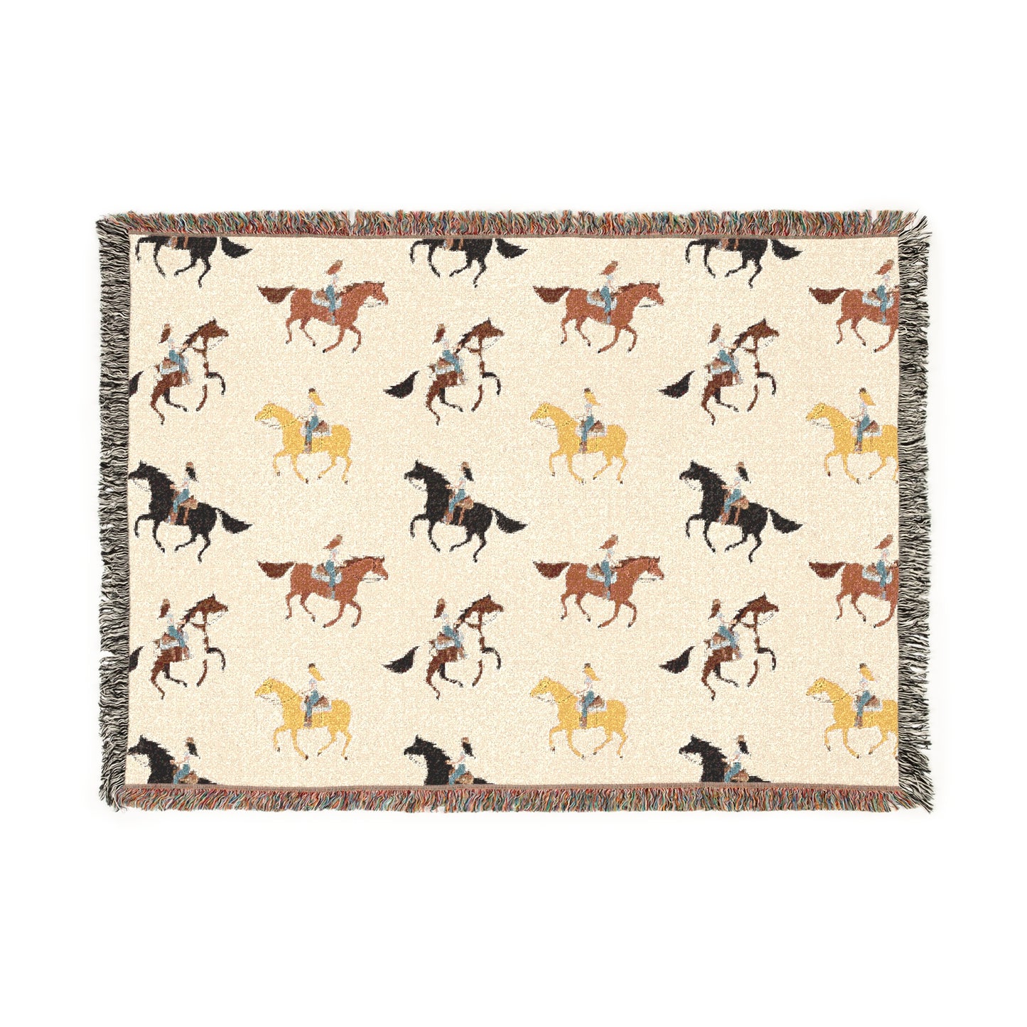 Equestrian Woven Blanket – Cozy Horse-Themed Throw