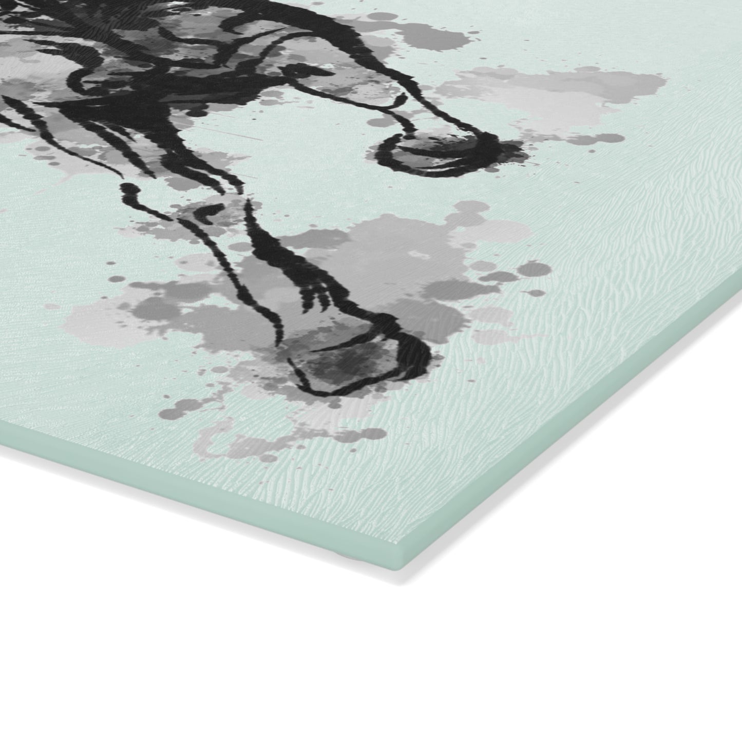 Horse Motion Glass Cutting Board — Watercolor Ink Stallion Kitchen Board