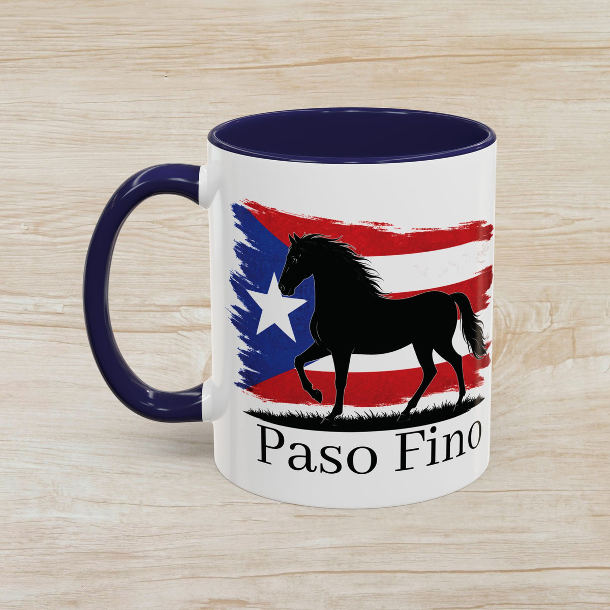 Paso Fino Horse Coffee Mug — Puerto Rican Flag Accent 11/15oz