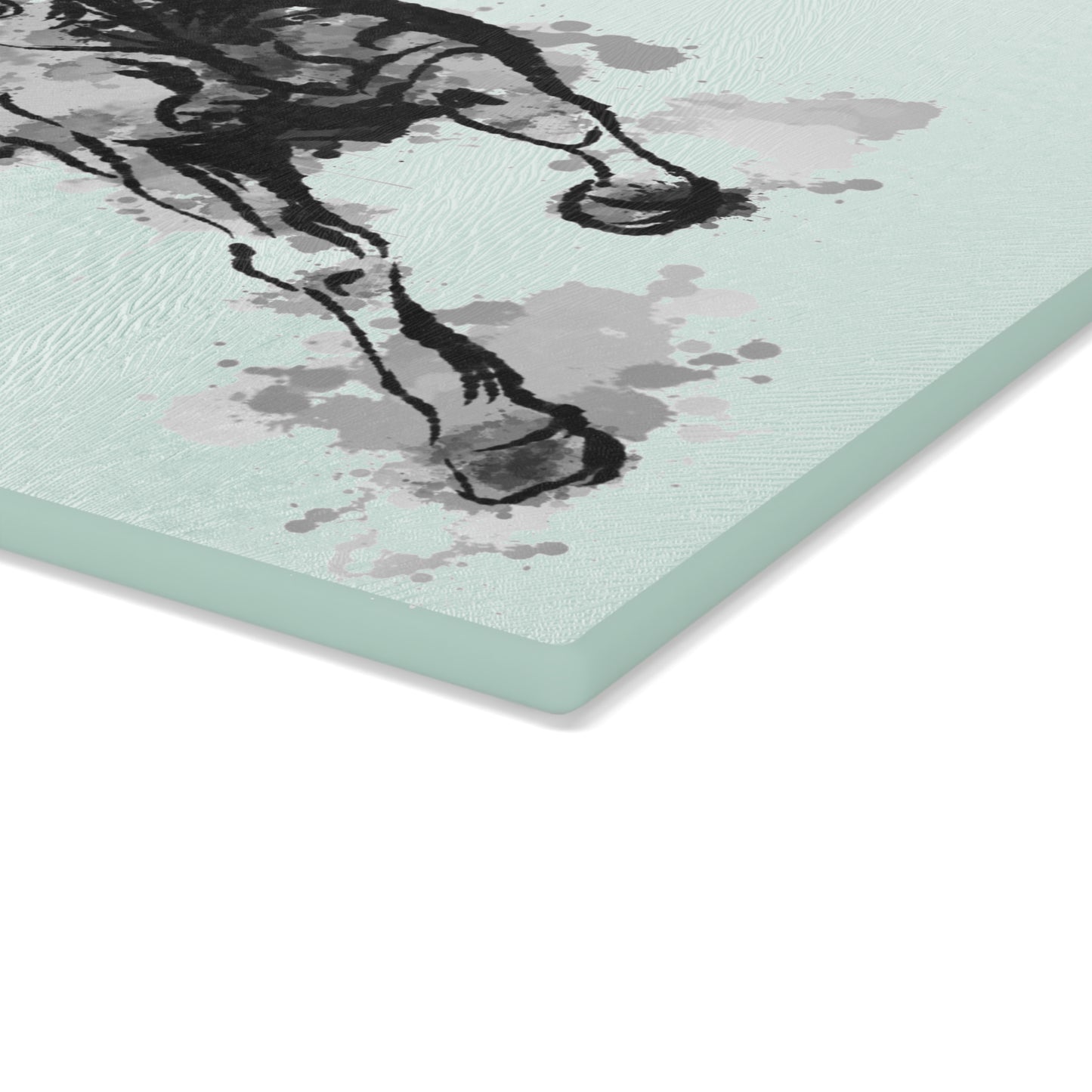 Horse Motion Glass Cutting Board — Watercolor Ink Stallion Kitchen Board