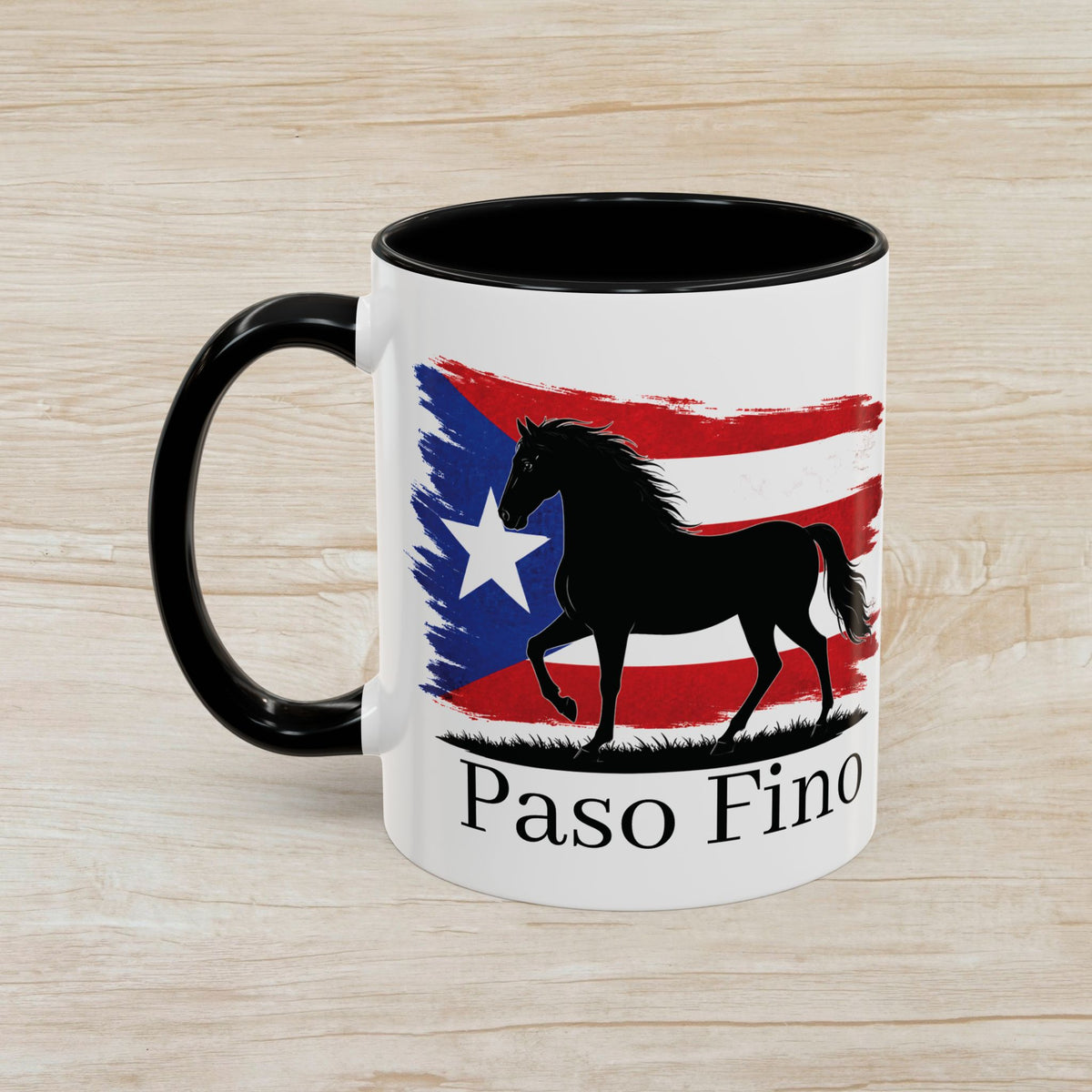 Paso Fino Horse Coffee Mug — Puerto Rican Flag Accent 11/15oz