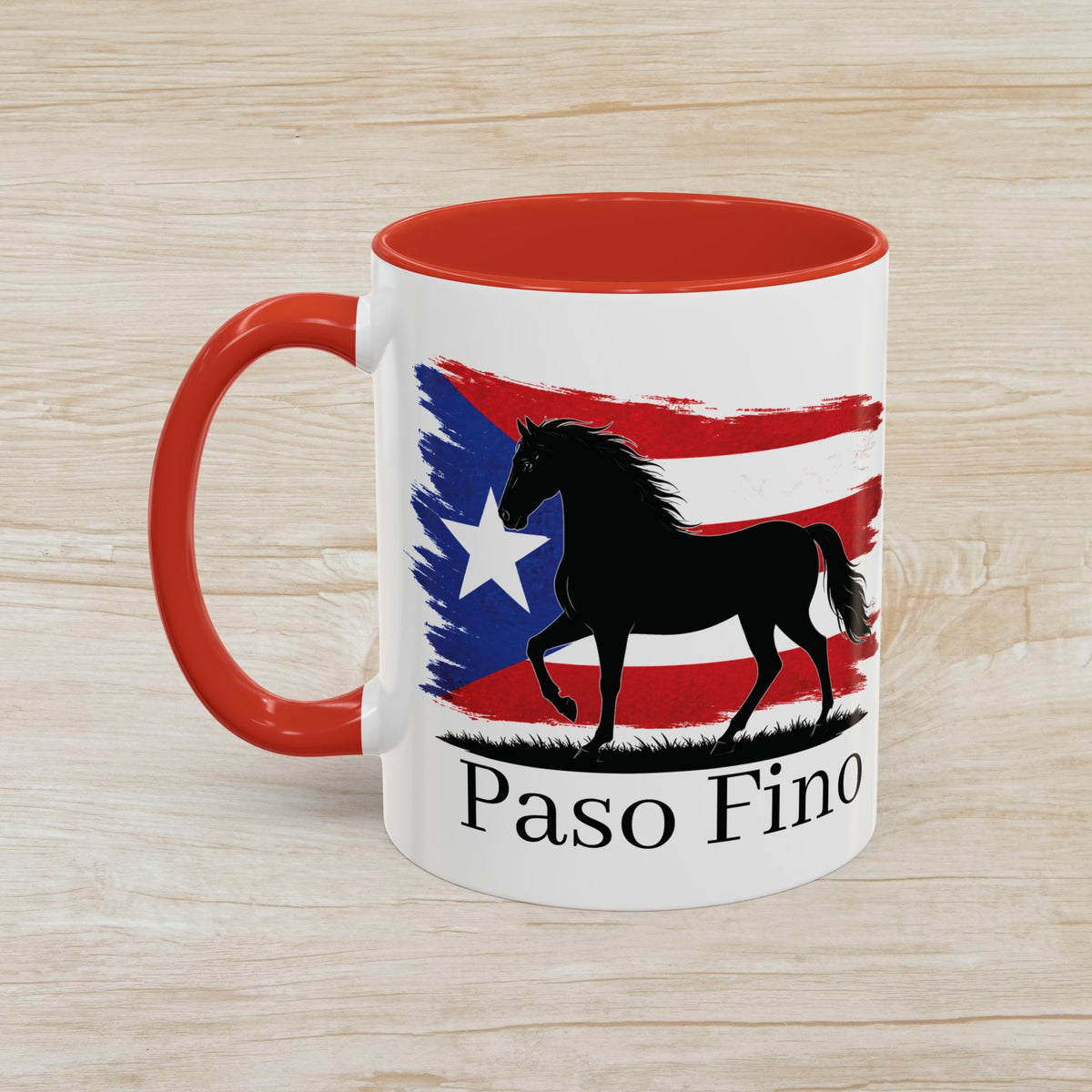 Paso Fino Horse Coffee Mug — Puerto Rican Flag Accent 11/15oz