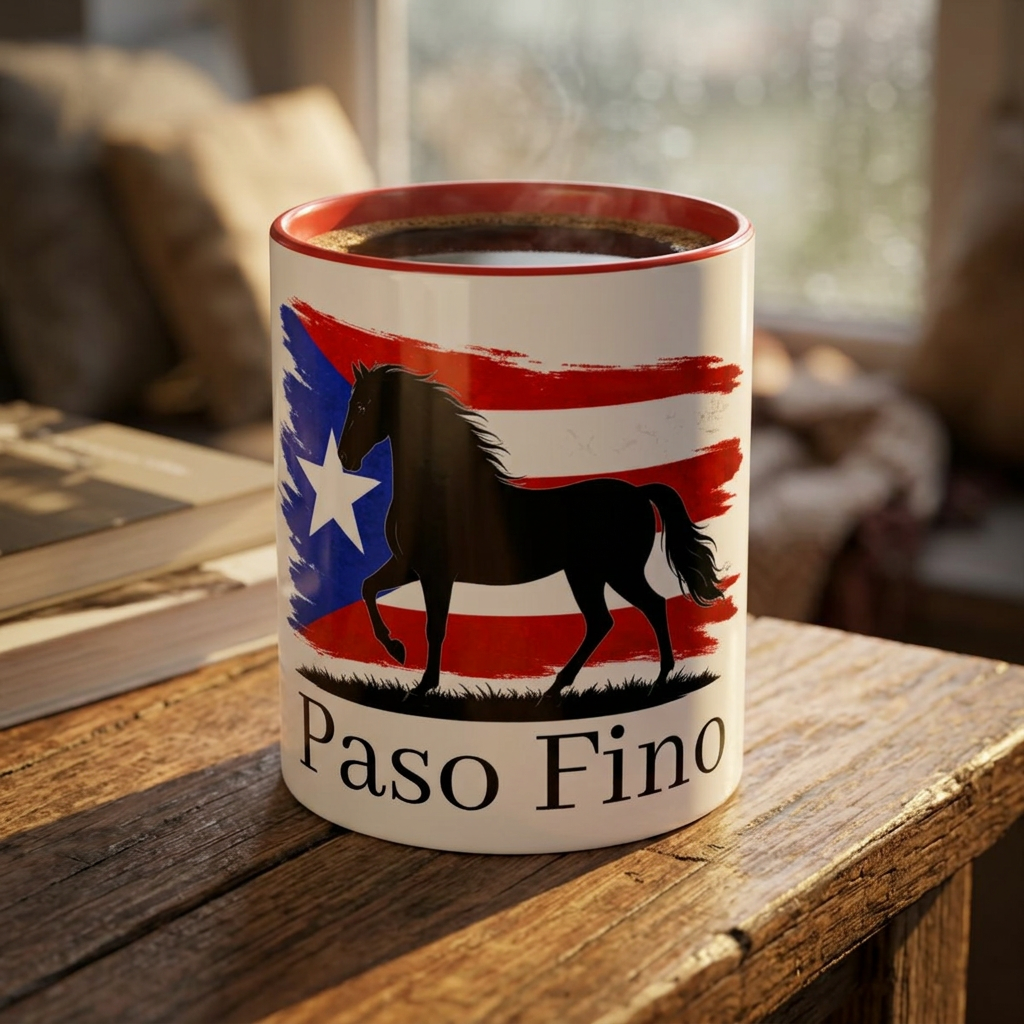 Paso Fino Horse Coffee Mug — Puerto Rican Flag Accent 11/15oz