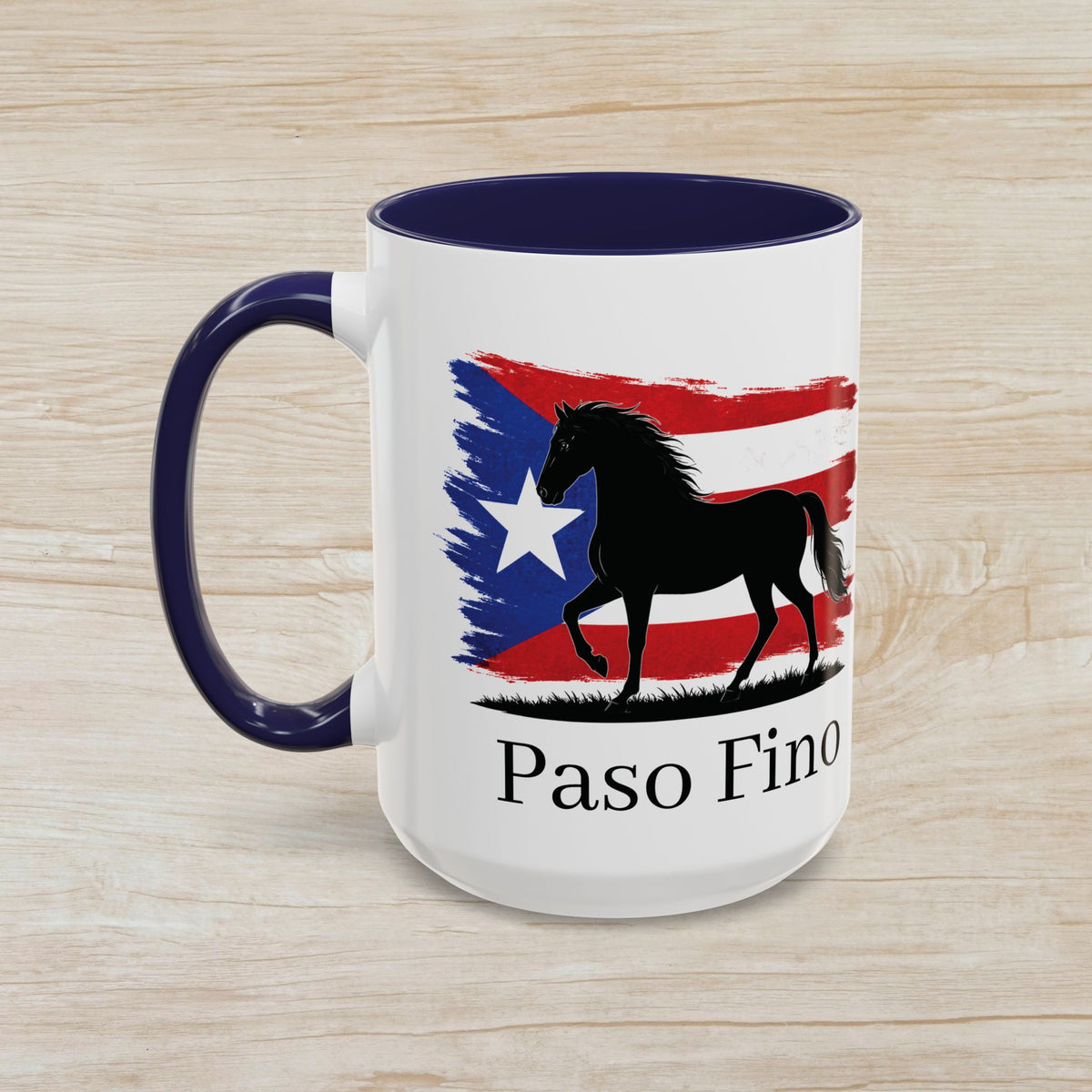 Paso Fino Horse Coffee Mug — Puerto Rican Flag Accent 11/15oz