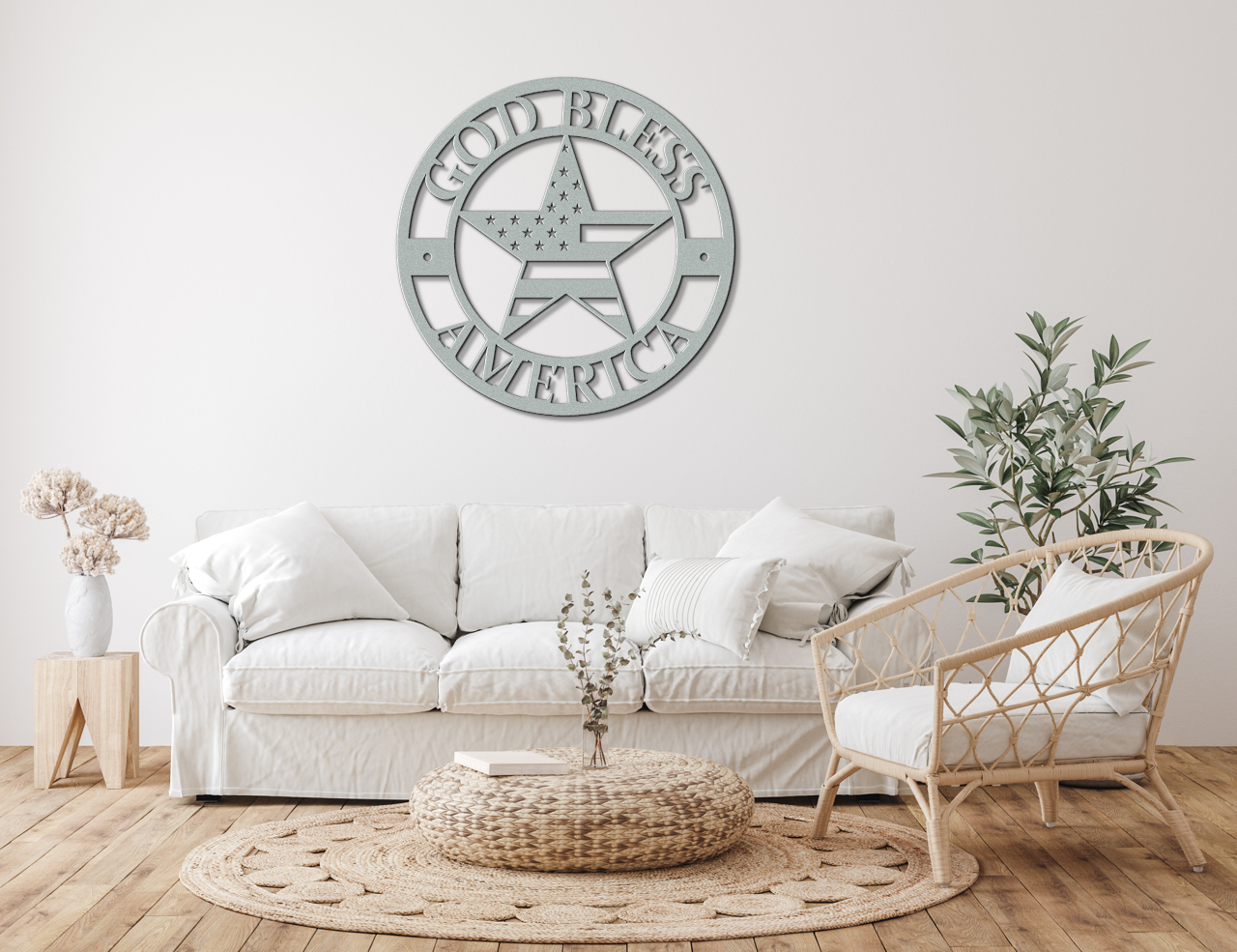 God Bless America Metal Sign – Patriotic Wall Art