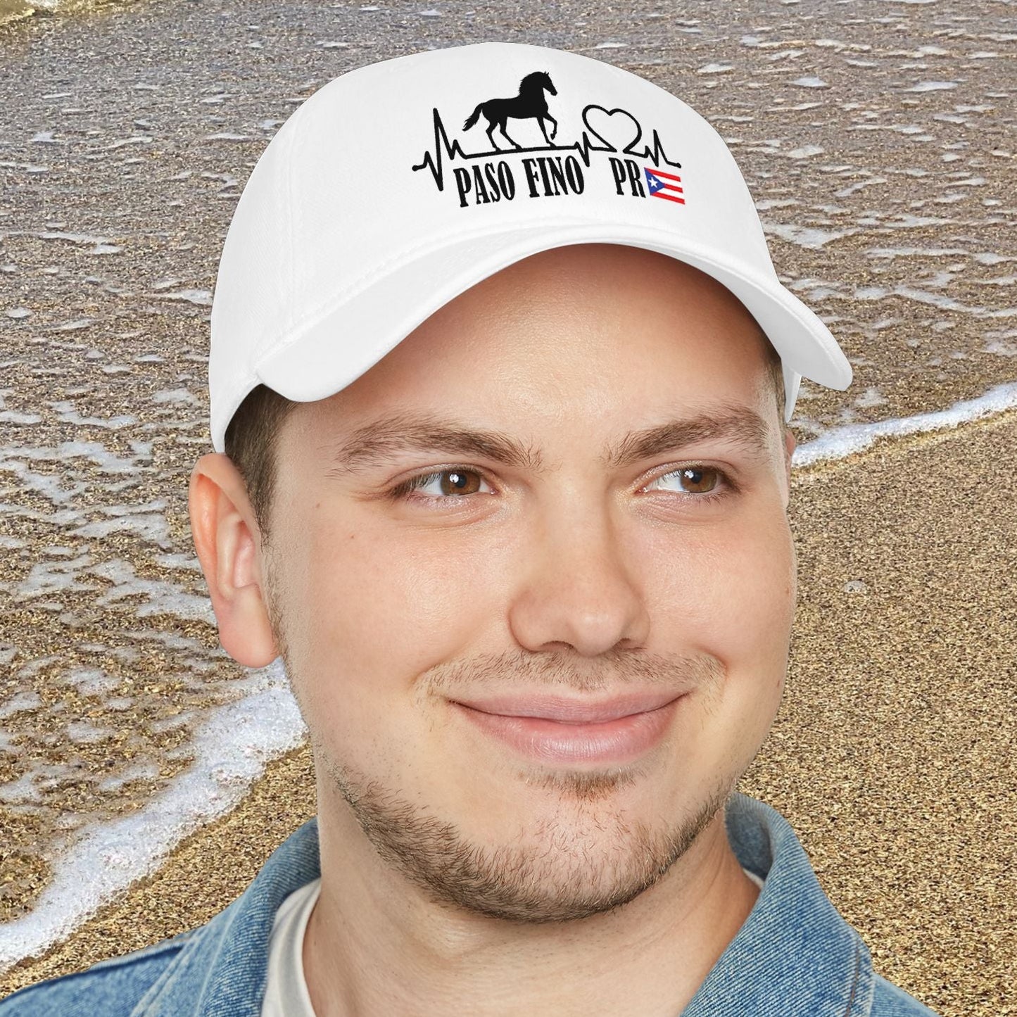 Paso Fino PR Horse Heartbeat Printed Baseball Cap — Puerto Rico Equestrian Hat