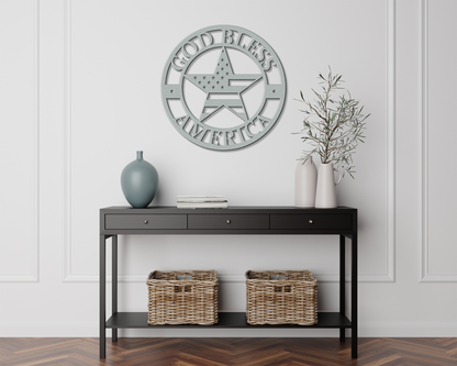 God Bless America Metal Sign – Patriotic Wall Art