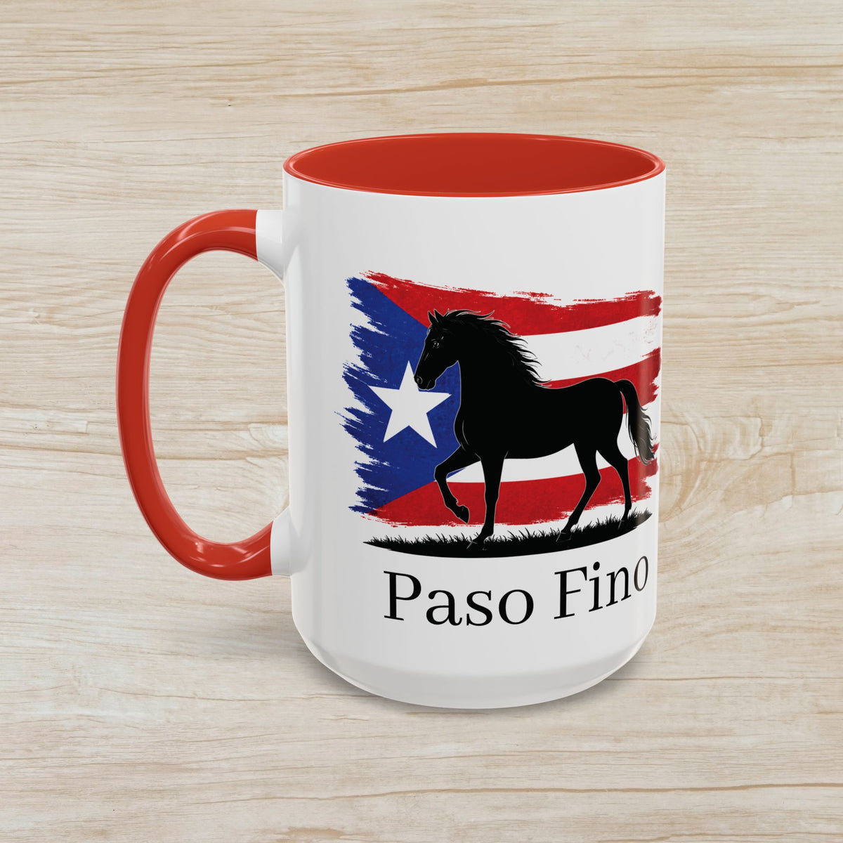 Paso Fino Horse Coffee Mug — Puerto Rican Flag Accent 11/15oz