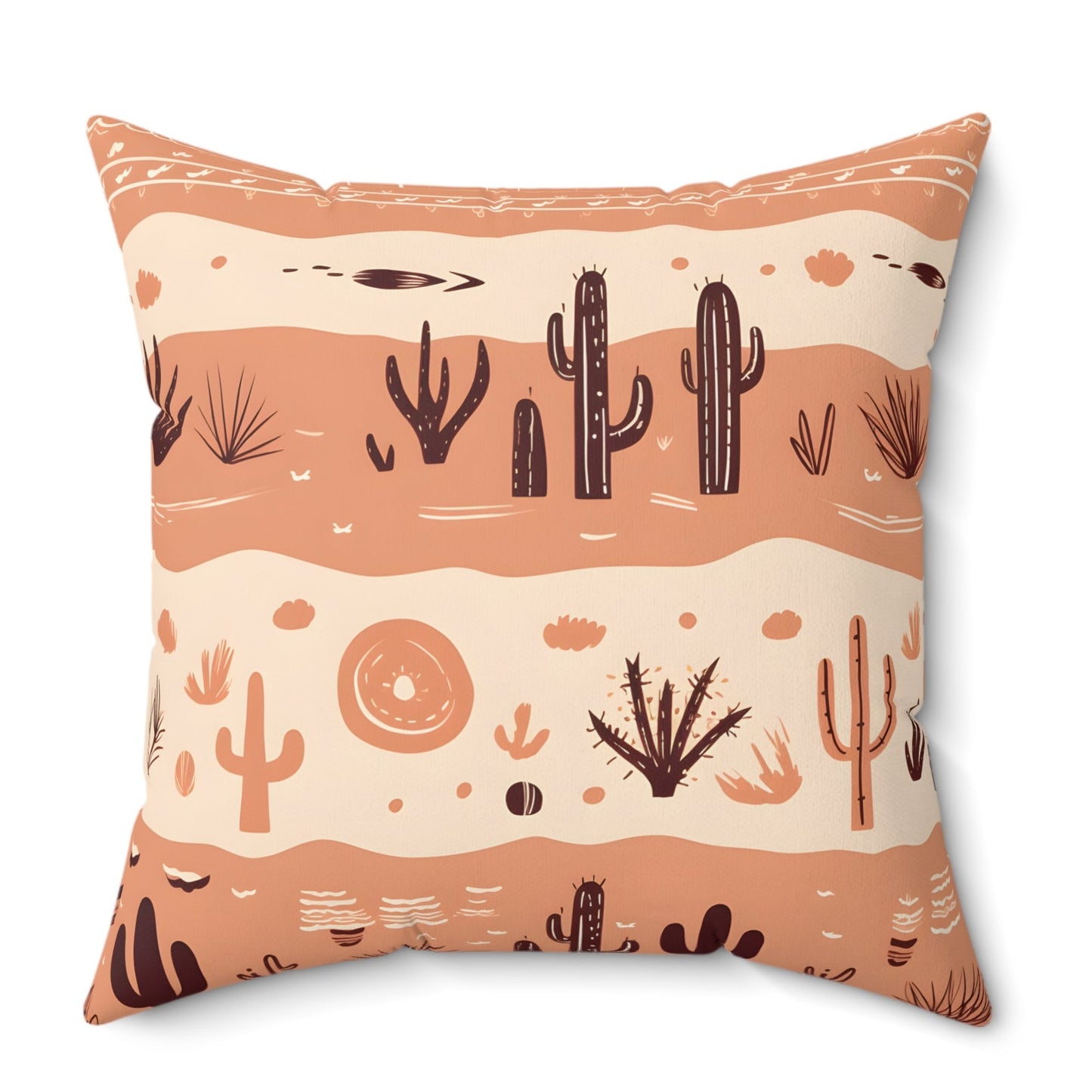 Desert Cactus Square Pillow — Southwestern Boho