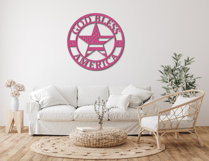 God Bless America Metal Sign – Patriotic Wall Art