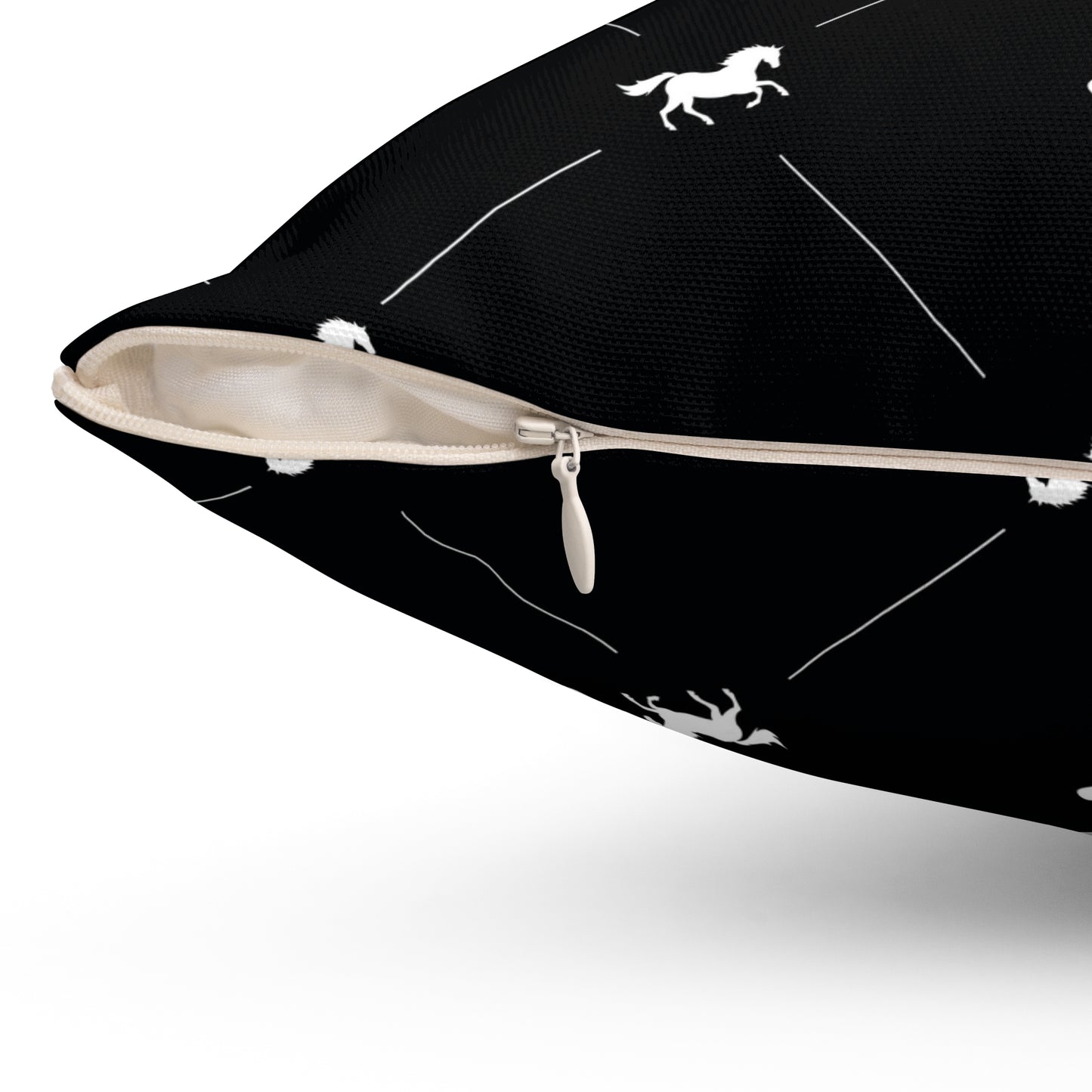 White Horse-Themed Square Pillow