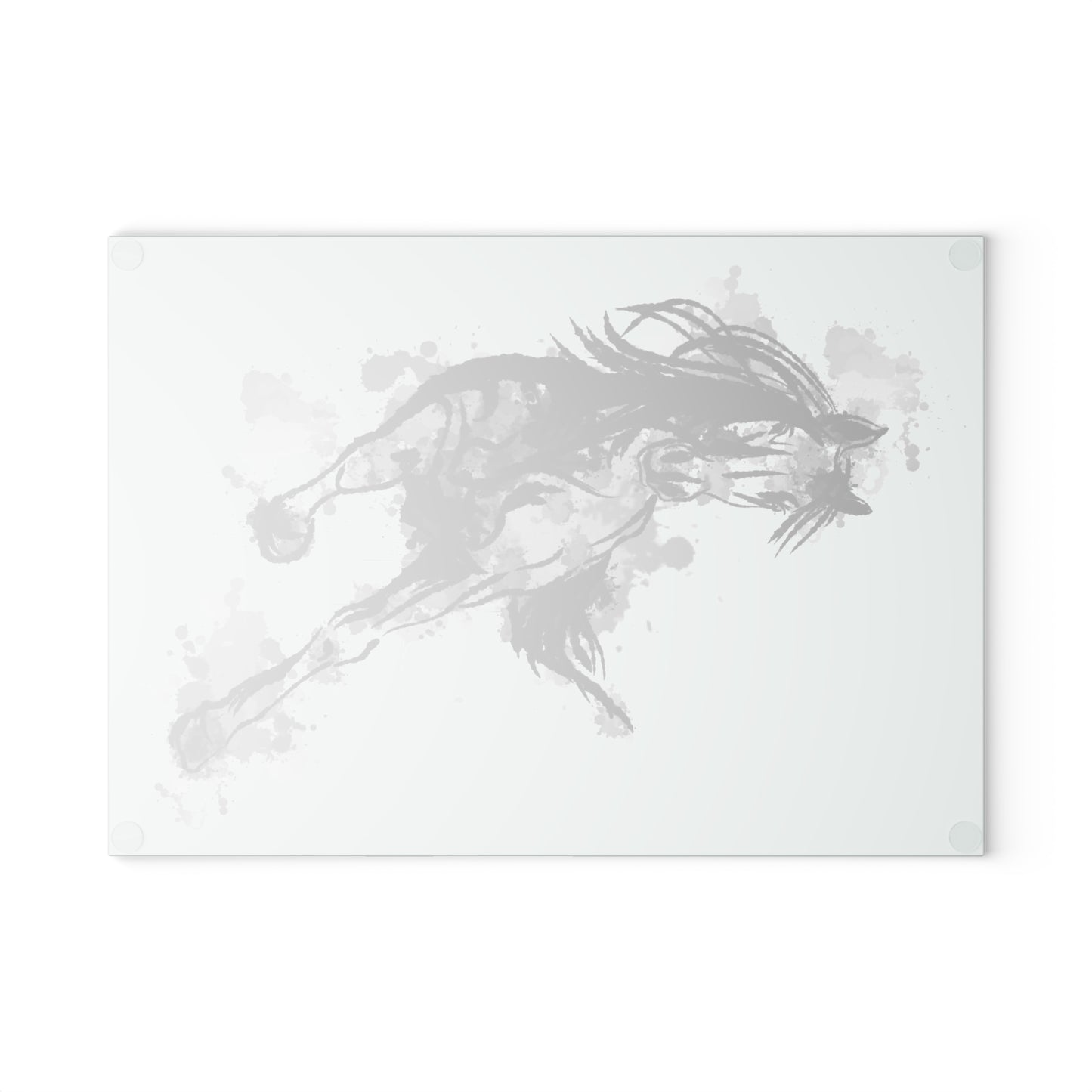 Horse Motion Glass Cutting Board — Watercolor Ink Stallion Kitchen Board