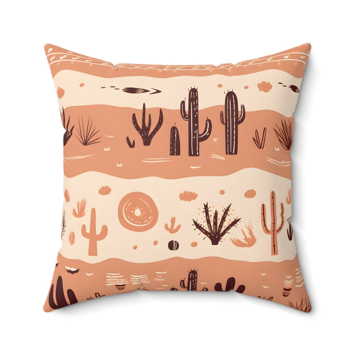 Desert Cactus Square Pillow — Southwestern Boho