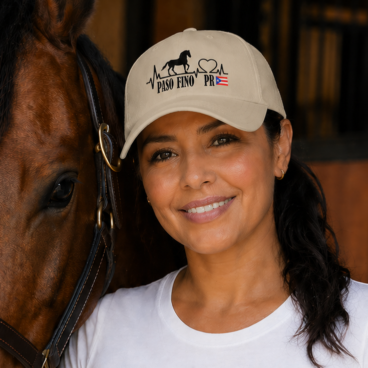 Paso Fino PR Horse Heartbeat Printed Baseball Cap — Puerto Rico Equestrian Hat