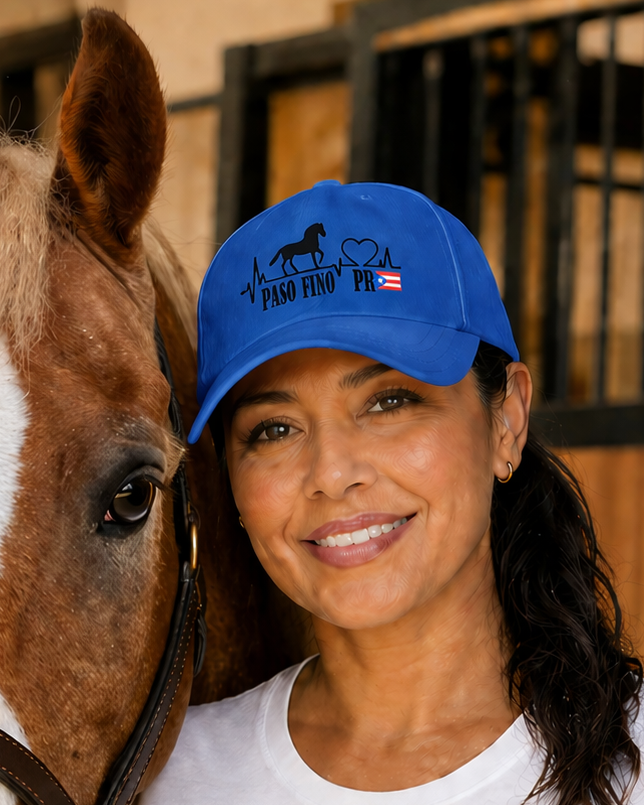 Paso Fino PR Horse Heartbeat Printed Baseball Cap — Puerto Rico Equestrian Hat