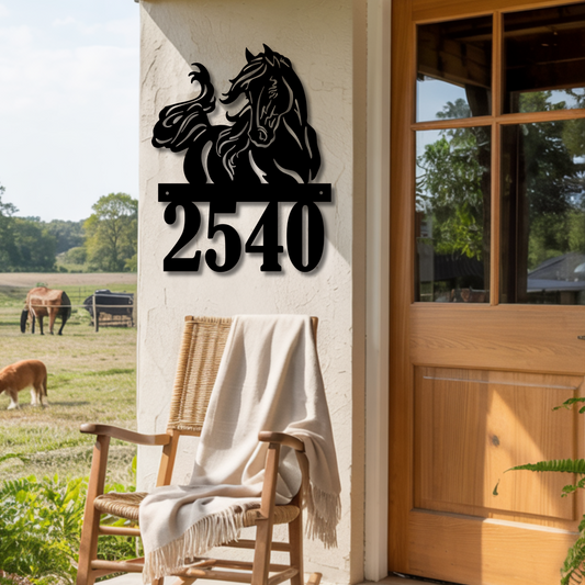 Personalized Horse Silhouette House Number Sign
