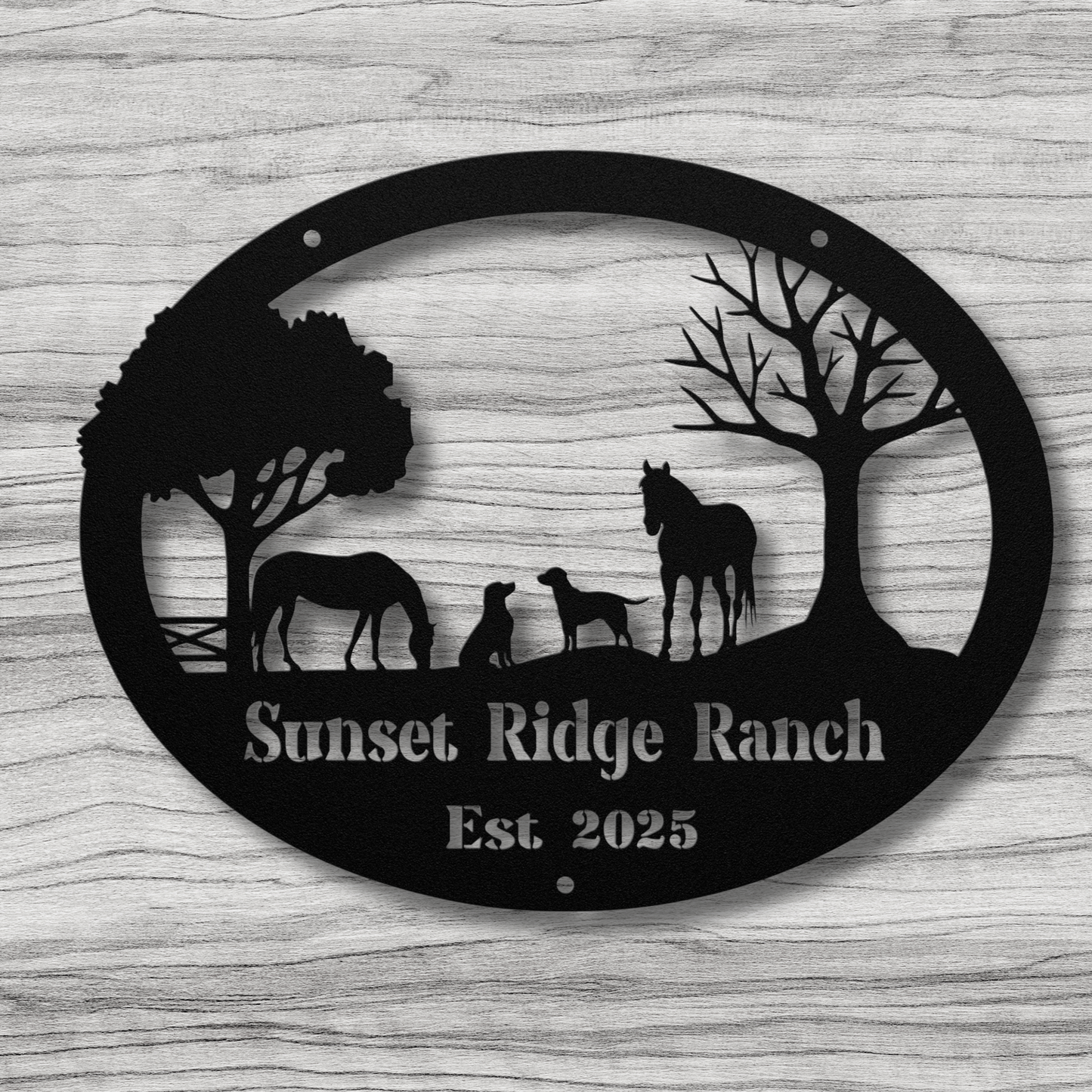 Horses and Dogs Farm Sign