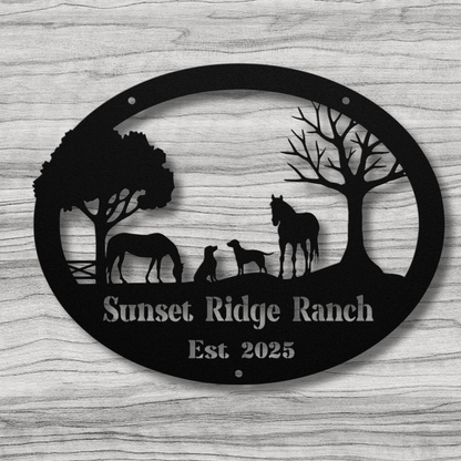Horses and Dogs Farm Sign