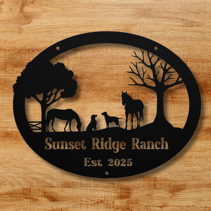 Horses and Dogs Farm Sign