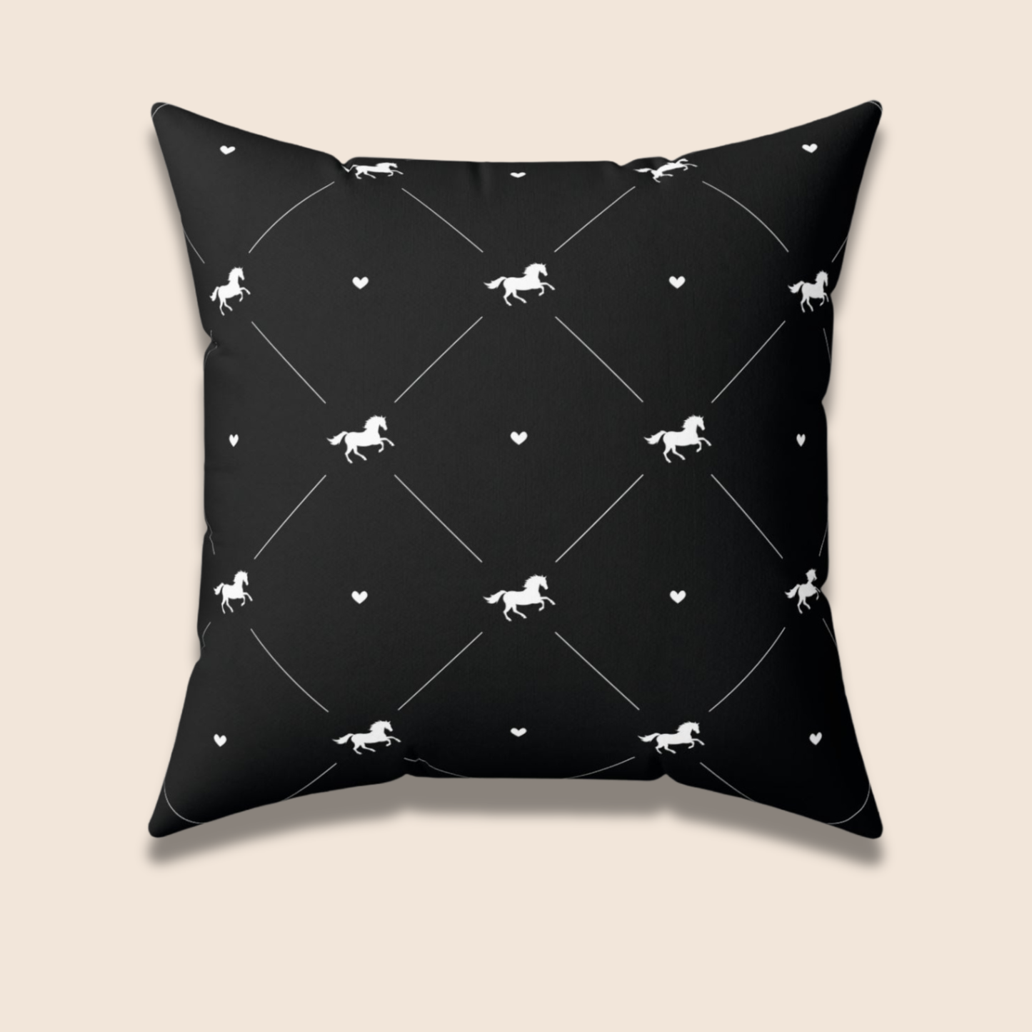 White Horse-Themed Square Pillow