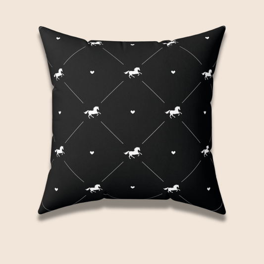 White Horse-Themed Square Pillow