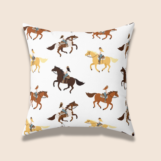Equestrian-Themed Spun Polyester Square Pillow