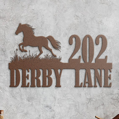 Personalized Galloping Horse Address Sign – Outdoor Metal Decor