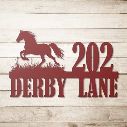 Personalized Galloping Horse Address Sign – Outdoor Metal Decor