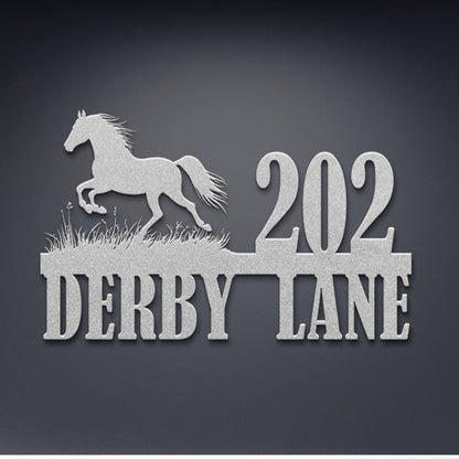 Personalized Galloping Horse Address Sign – Outdoor Metal Decor