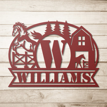 Personalized Horse Farm Metal Sign